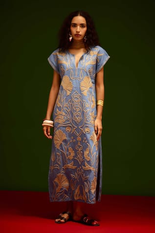 Indian Summer Story Garden Thread Embroidered Dress 