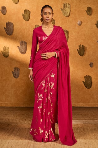 Masaba Crane Dawn Saree With Unstitched Blouse Piece
