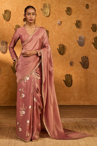 Masaba Mauve Moon Garden Saree With Unstitched Blouse Piece