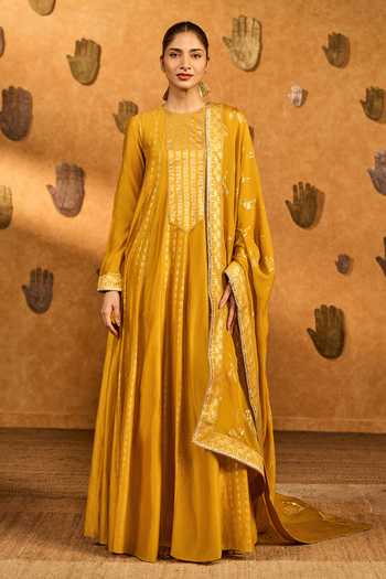 Masaba Ochre Snow Light Anarkali With Dupatta 