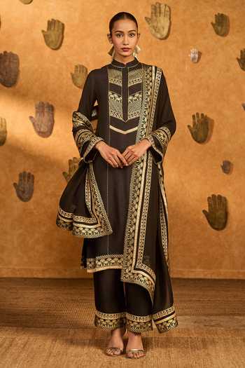 Masaba Black Vase Kurta & Culotte Set 