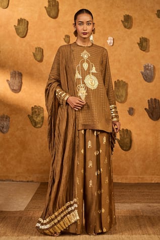 Masaba Brown Trinklet Tree Kurta Pant Set 