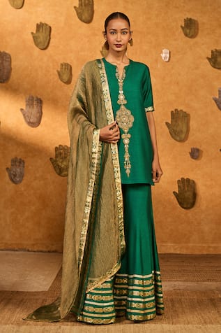 Masaba Green Gilded Sharara Set 