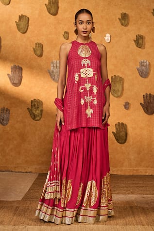 Masaba Raspberry Moonfish Kurta Skirt Set 