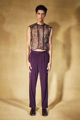 Nirmooha Plum Enchant Tank Top & Pant Set 