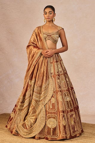 Masaba Zard Sitara Embroidered 12 Kalis Bridal Lehenga Set