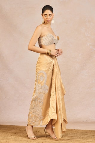 Masaba Chandni Embroidered Bustier & Draped Veshti Skirt Set