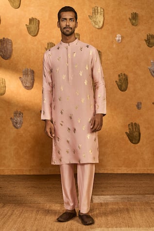 Masaba Baby Pink Whispering Leaf Kurta Set