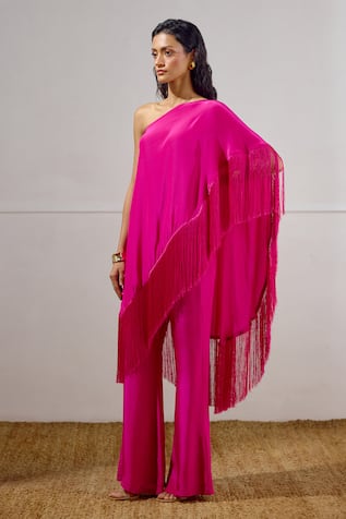 Lavanya Ahuja Sea Sprite One Shoulder Cape Set 