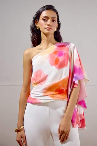 Lavanya Ahuja Billow Draped One Shoulder Top 