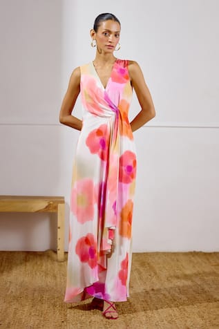 Lavanya Ahuja Sunset Soiree Printed Wrap Dress 