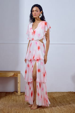 Lavanya Ahuja Flutter Printed Tiered Dress 