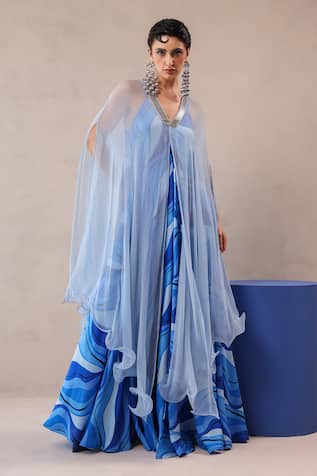 Pallavi Jaipur Sky High Cape & Dress Set 