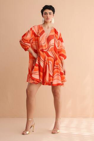 Pallavi Jaipur Tangie Wave Lehar Print Mini Dress 