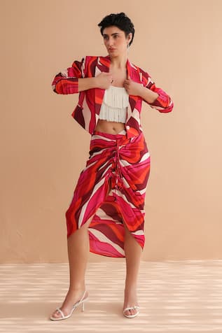 Pallavi Jaipur Jennifer Leher Print Jacket & Skirt Set 