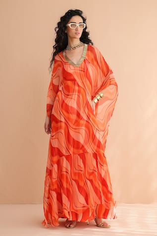 Pallavi Jaipur Sunset Tier Kaftaan & Dress Set 