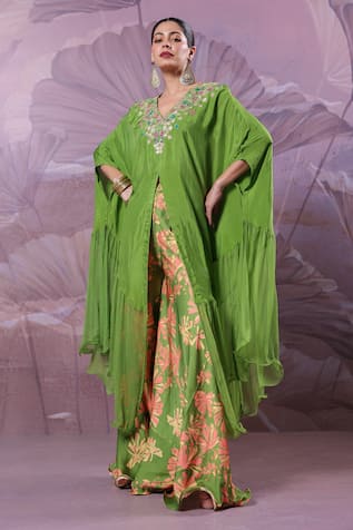 Pallavi Jaipur Chakarborty Gotaphool Kaftan With Printed Pant 