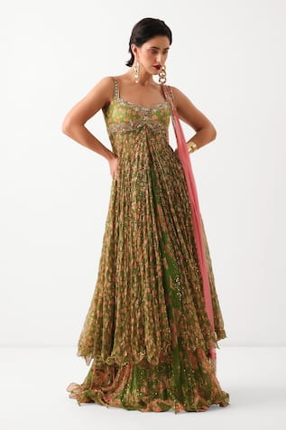 Pallavi Jaipur Calcutta Mehendi Tunic Skirt Set 