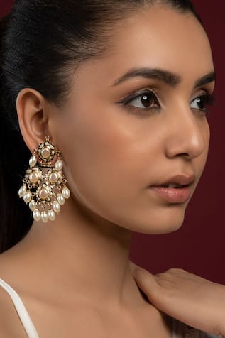 Queens Jewels Jadau Pearl Embellished Earrings 