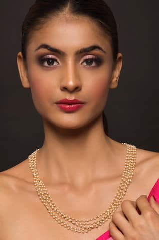 Queens Jewels Multi Layered White Pearl String Necklace 