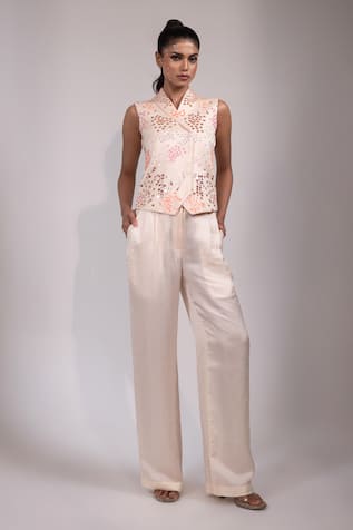 Yoseba Sequin Embellished Sleeveless Top & Pant Set 