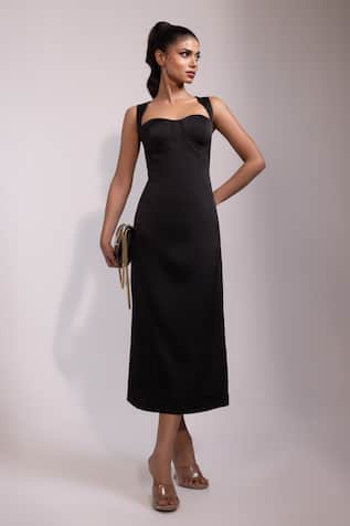 Yoseba Black Bodycon Midi Dress 