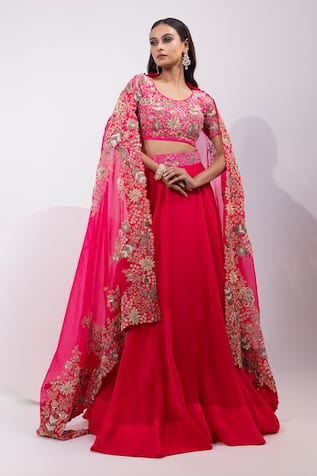 Yoseba Placement Embroidered Lehenga Set 