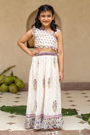 Plumcheeks Jamuni Printed Blouse & Skirt Set 