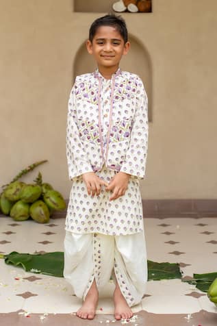 Plumcheeks Jamuni Printed Bundi & Kurta Set 