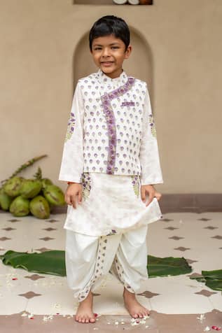 Plumcheeks Jamuni Butti Printed Bundi & Kurta Set 