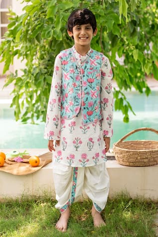 Plumcheeks Printed Bundi & Kurta Set 