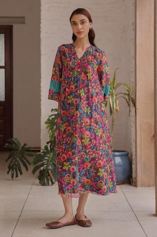 Vaayu Amethyst Bloom Print Dress 