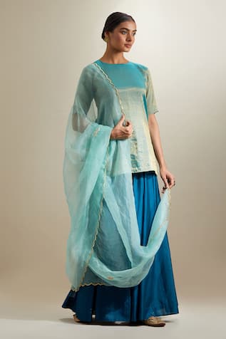 Vinusto Zari Silk Kurta & Chanderi Kalidar Sharara Set 