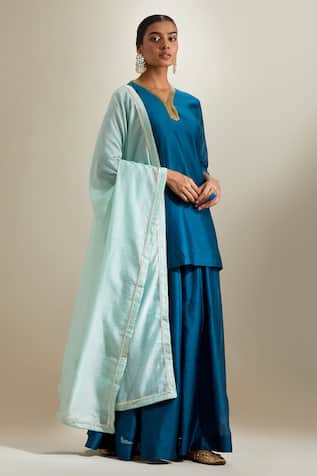 Vinusto Chanderi Cutdana & Zari Lace Kurta Sharara Set 