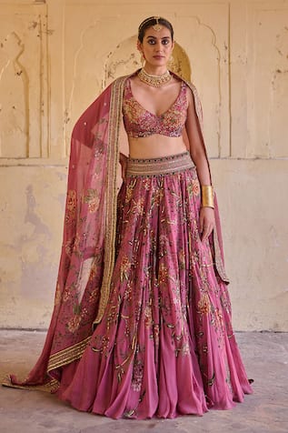 Irrau By Samir Mantri Gulab Floral Print Lehenga Set 