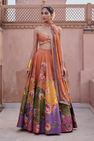 Irrau By Samir Mantri Komudini Floral Print Lehenga Set 