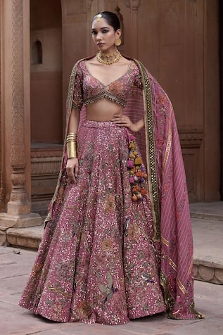 Irrau By Samir Mantri Kamal Hand Embroidered Lehenga Set 