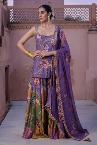 Irrau By Samir Mantri Kumud Printed Kurta Sharara Set 