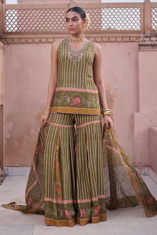 Irrau By Samir Mantri Tulsi Printed Kurta Gharara Set 