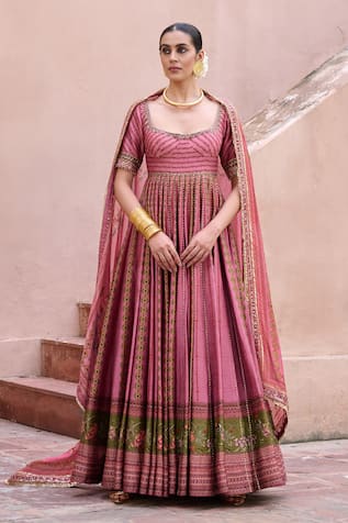 Irrau By Samir Mantri Sevanthi Printed Anarkali With Dupatta 