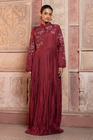 Shruti Sancheti Silk Pleated Maxi Gown 