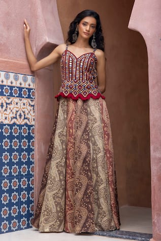 Shruti Sancheti Mirror Embroidered Colorblock Gown 