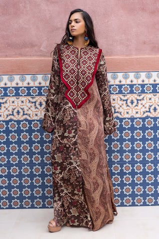 Shruti Sancheti Chintz & Paisley Colorblock Kaftan 