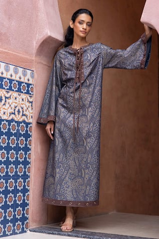 Shruti Sancheti Blue Denim Printed Kaftan 