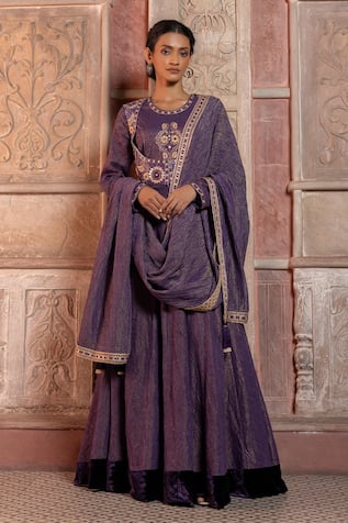 Shruti Sancheti Paisley Embroidered Jacket & Anarkali Set 