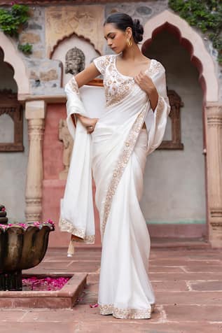 Shruti Sancheti Paisley Embroidered Saree With Satin Blouse 