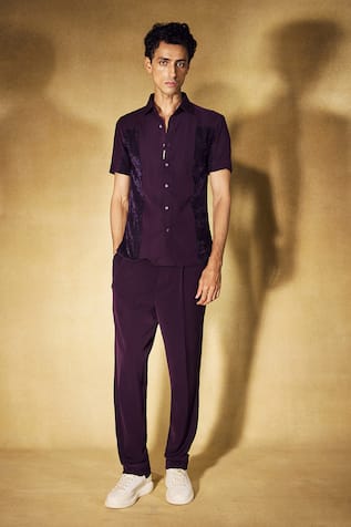 Nirmooha Plum Authority Shirt With Pant 