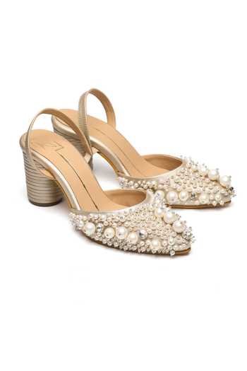 Nidhi Bhandari Pearl & Stone Embellished Block Heels 