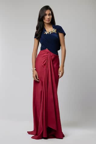 Naina Seth Royal Hourglass Embellished Top With Skirt 