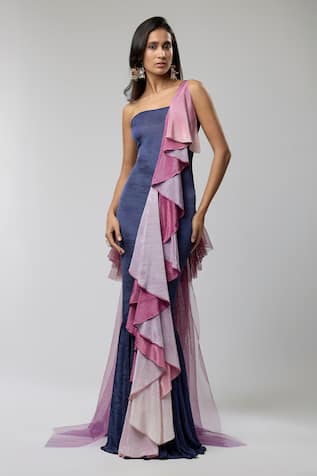 Naina Seth Twilight Orchid Mermaid Gown 